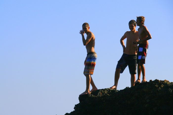 Boys on rock